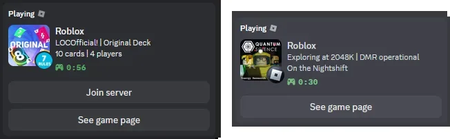 Official Bloxstrap Discord Rich Presence examples