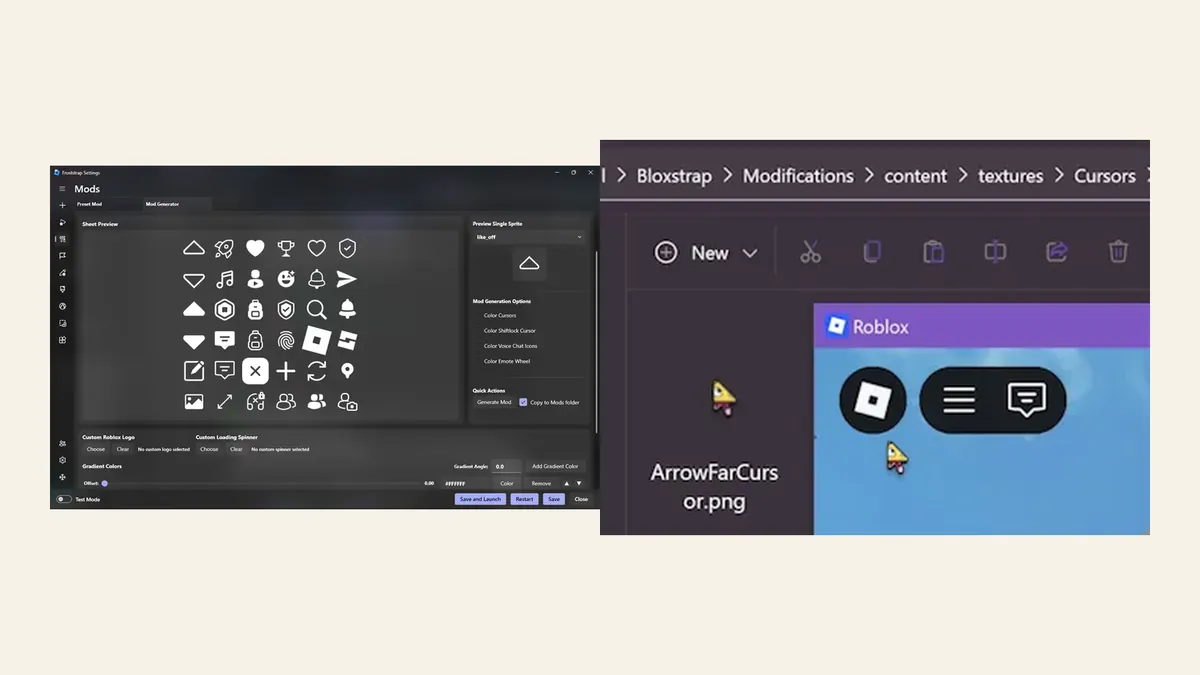 Froststrap and Bloxstrap modification tools shown side by side