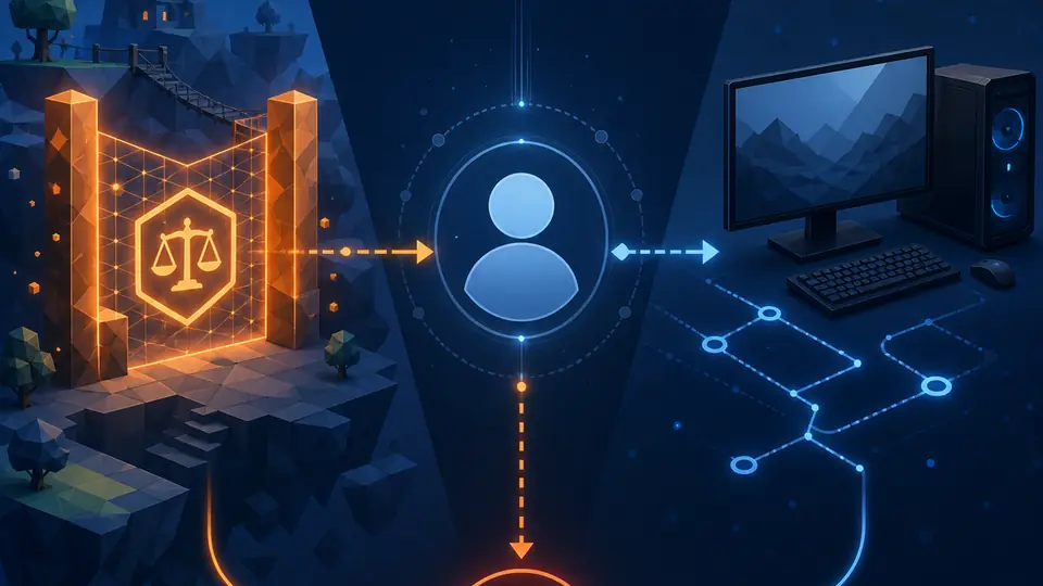 Concept diagram showing experience rules, a player session and a Windows client as separate causes to check for Roblox error code 267